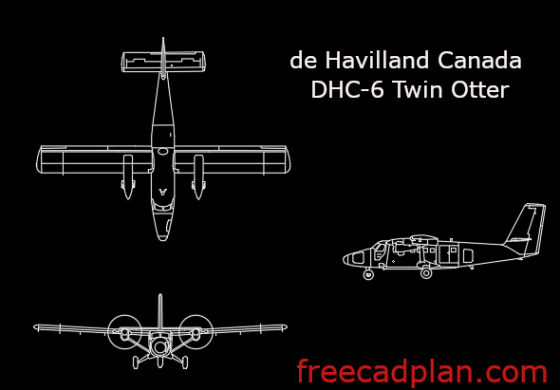 DHC 6 Twin Otter aircraft dwg cad block