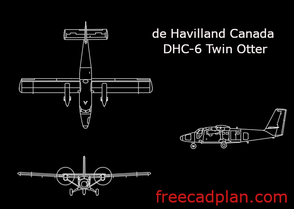 DHC 6 Twin Otter aircraft dwg cad block